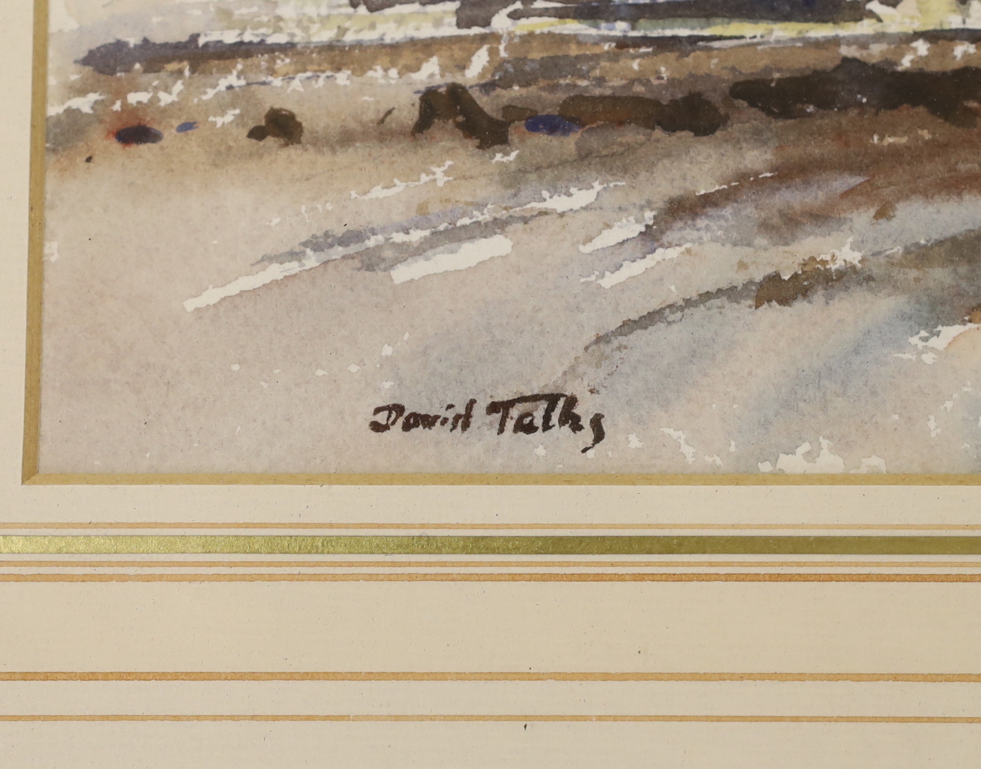 David Tallis, watercolour, Rural landscape with farm buildings, signed, 27 x 37cm